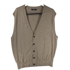 Vtg Kallspin Mens Cardigan Sweater Brown 2XLT Preppy Academia Sleeveless School